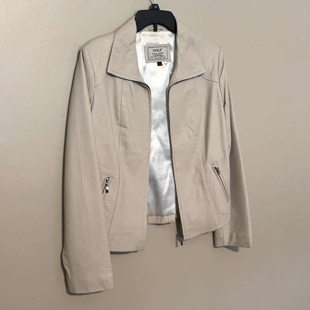 Genuine Leather Beige Jacket, size L